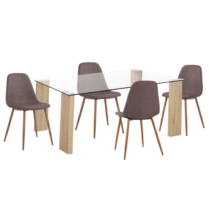 ΣΕΤ ΤΡΑΠΕΖΑΡΙΑΣ 5ΤΜΧ LEOMOR HM21270.02 ΤΡΑΠΕΖΙ & 4 ΚΑΡΕΚΛΕΣ - ΚΑΦΕ ΥΦΑΣΜΑ - Image 1