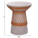 ΒΟΗΘΗΤΙΚΟ ΤΡΑΠΕΖΙ ΣΤΡΟΓΓΥΛΟ DELIA HM18167.03 FIBER CEMENT ΓΚΡΙ & RATTAN Φ40x45Υεκ - Image 2