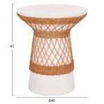 ΒΟΗΘΗΤΙΚΟ ΤΡΑΠΕΖΙ ΣΤΡΟΓΓΥΛΟ DELIA HM18167.02 FIBER CEMENT ΛΕΥΚΟ & RATTAN Φ40x45Υεκ - Image 2