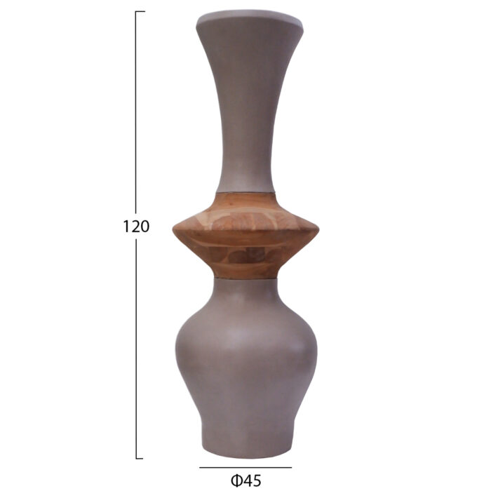 ΔΙΑΚΟΣΜΗΤΙΚΟ ΒΑΖΟ ΔΑΠΕΔΟΥ NEBULA HM4660.05S FIBER CEMENT TAUPE--ΞΥΛΟ ΤΕΑΚ Φ45x120Υεκ - Image 2