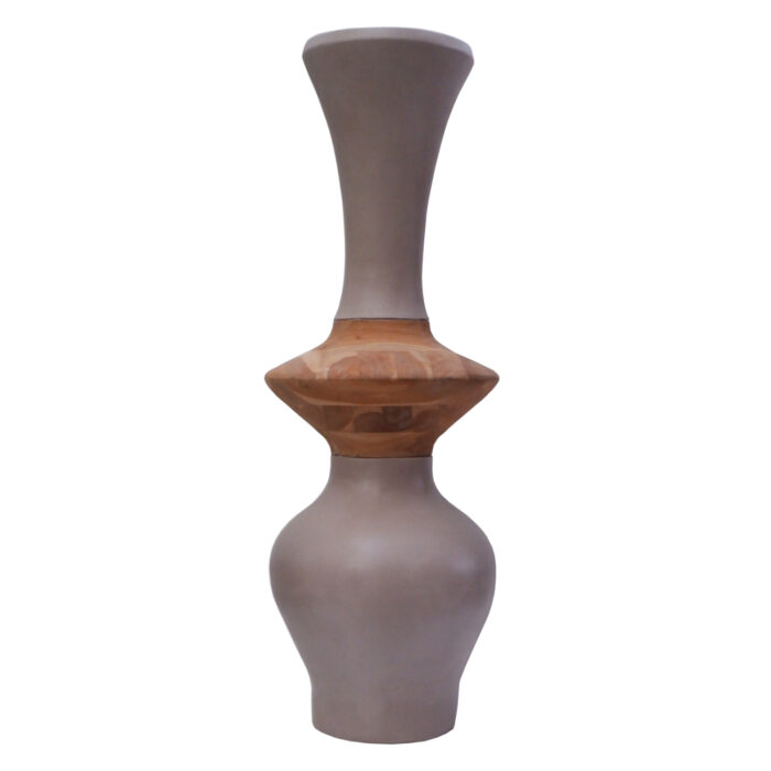 ΔΙΑΚΟΣΜΗΤΙΚΟ ΒΑΖΟ ΔΑΠΕΔΟΥ NEBULA HM4660.05S FIBER CEMENT TAUPE--ΞΥΛΟ ΤΕΑΚ Φ45x120Υεκ - Image 1