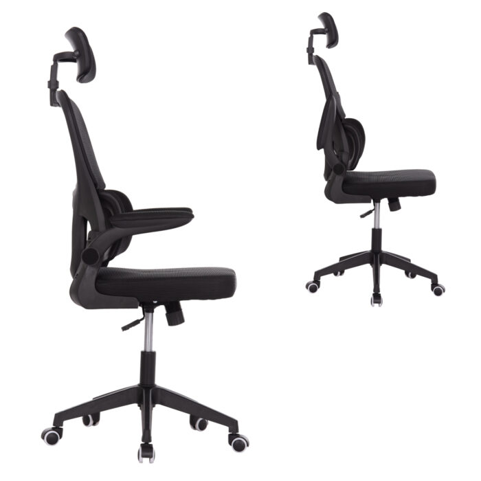 ΚΑΡΕΚΛΑ ΓΡΑΦΕΙΟΥ BASTON HM18236.01 ΜΑΥΡΟ MESH & PP ΣΚΕΛΕΤΟΣ 64x60x117-127Υεκ. - Image 4