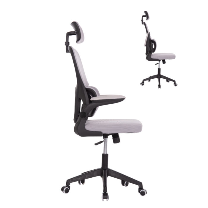ΚΑΡΕΚΛΑ ΓΡΑΦΕΙΟΥ BASTON HM18236.02 ΓΚΡΙ MESH & ΜΑΥΡΟ PP ΣΚΕΛΕΤΟΣ 64x60x127Υεκ. - Image 4