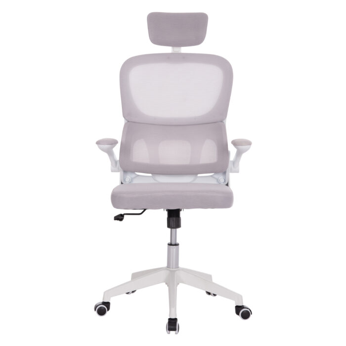 ΚΑΡΕΚΛΑ ΓΡΑΦΕΙΟΥ BASTON HM18236.03 ΓΚΡΙ MESH & ΛΕΥΚΟΣ PP ΣΚΕΛΕΤΟΣ 64x60x127Υεκ. - Image 3