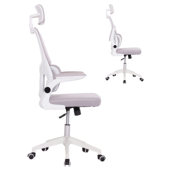 ΚΑΡΕΚΛΑ ΓΡΑΦΕΙΟΥ BASTON HM18236.03 ΓΚΡΙ MESH & ΛΕΥΚΟΣ PP ΣΚΕΛΕΤΟΣ 64x60x127Υεκ. - Image 4