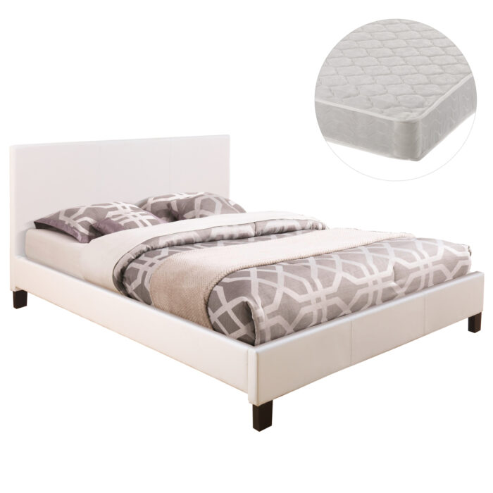 ΚΡΕΒΑΤΙ ΜΕ ΣΤΡΩΜΑ BECCA HM21283.01 ΛΕΥΚΟ PU--ΓΙΑ 150x200εκ - Image 1