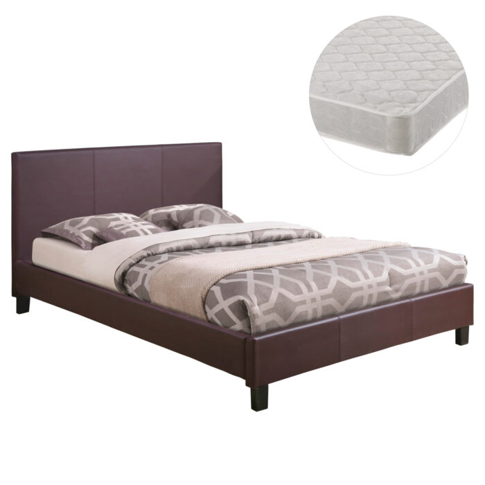 ΚΡΕΒΑΤΙ ΜΕ ΣΤΡΩΜΑ BECCA HM21283.02 ΚΑΦΕ PU--ΓΙΑ 150x200εκ - Image 1