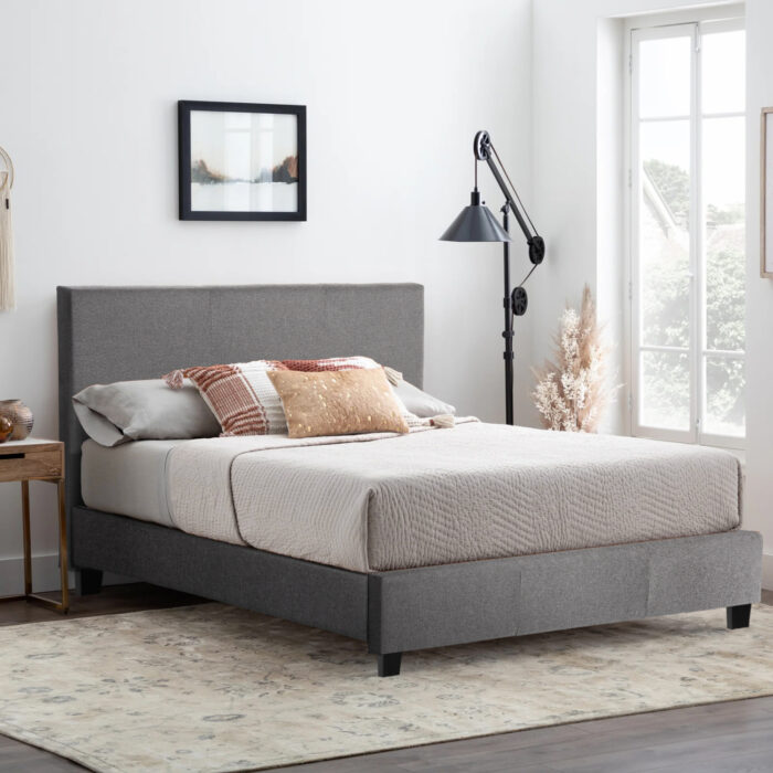 ΚΡΕΒΑΤΙ ΜΕ ΣΤΡΩΜΑ BECCA HM21283.04 ΓΚΡΙ ΥΦΑΣΜΑ--ΓΙΑ 150x200εκ - Image 2