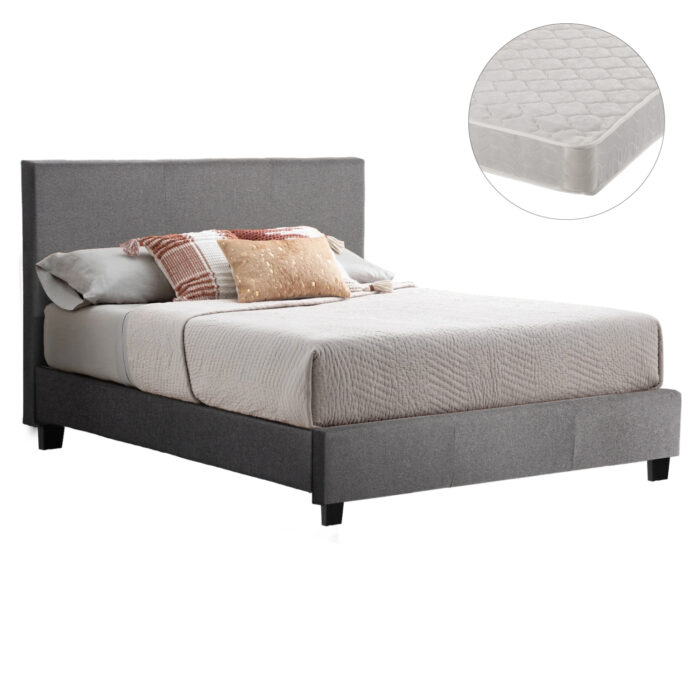 ΚΡΕΒΑΤΙ ΜΕ ΣΤΡΩΜΑ BECCA HM21283.04 ΓΚΡΙ ΥΦΑΣΜΑ--ΓΙΑ 150x200εκ - Image 1