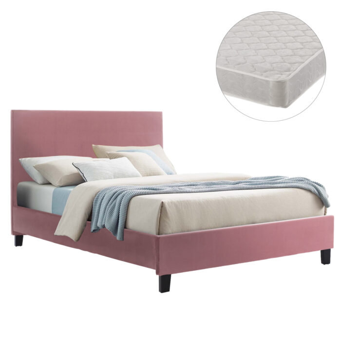 ΚΡΕΒΑΤΙ ΜΕ ΣΤΡΩΜΑ BECCA HM21283.05 ΣΑΠΙΟ ΜΗΛΟ ΒΕΛΟΥΔΟ--ΓΙΑ 150x200εκ - Image 1