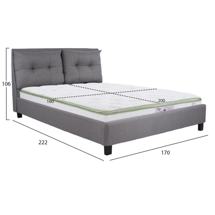 ΚΡΕΒΑΤΙ ΜΕ ΣΤΡΩΜΑ BILLIE HM21284.03 ΓΚΡΙ ΥΦΑΣΜΑ--ΓΙΑ 160x200εκ - Image 3