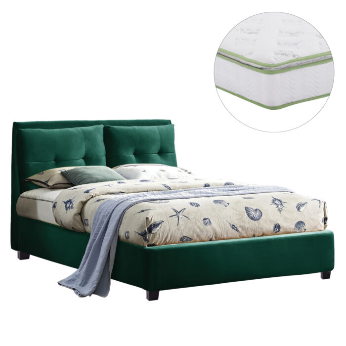 ΚΡΕΒΑΤΙ ΜΕ ΣΤΡΩΜΑ BILLIE HM21284.06 ΚΥΠΑΡΙΣΣΙ ΒΕΛΟΥΔΟ--ΓΙΑ 160x200εκ - Image 1