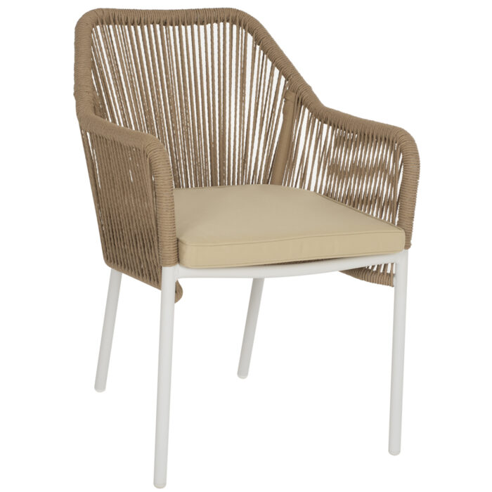 ΠΟΛΥΘΡΟΝΑ ΑΛΟΥΜΙΝΙΟΥ LOKKI HM5855.01 ΛΕΥΚΟ ΜΕ ΣΧΟΙΝΙ WICKER PE ΜΠΕΖ 56x66x82Υ εκ. - Image 1
