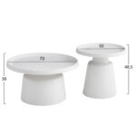 ΣΕΤ 2 ΤΡΑΠΕΖΙΑ ΣΑΛΟΝΙΟΥ RINKON2 HM18304.01 ΜΕΤΑΛΛΟ ΣΕ ΛΕΥΚΟ Φ50εκ & Φ70εκ - Image 2