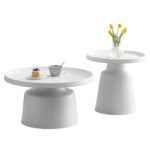 ΣΕΤ 2 ΤΡΑΠΕΖΙΑ ΣΑΛΟΝΙΟΥ RINKON2 HM18304.01 ΜΕΤΑΛΛΟ ΣΕ ΛΕΥΚΟ Φ50εκ & Φ70εκ