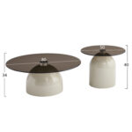 ΣΕΤ 2 ΤΡΑΠΕΖΙΑ ΣΑΛΟΝΙΟΥ BELLINS HM18313.04 ΜΠΕΖ ΜΕΤΑΛ.ΒΑΣΕΙΣ--ΓΥΑΛΙ Φ50εκ & Φ80εκ - Image 2