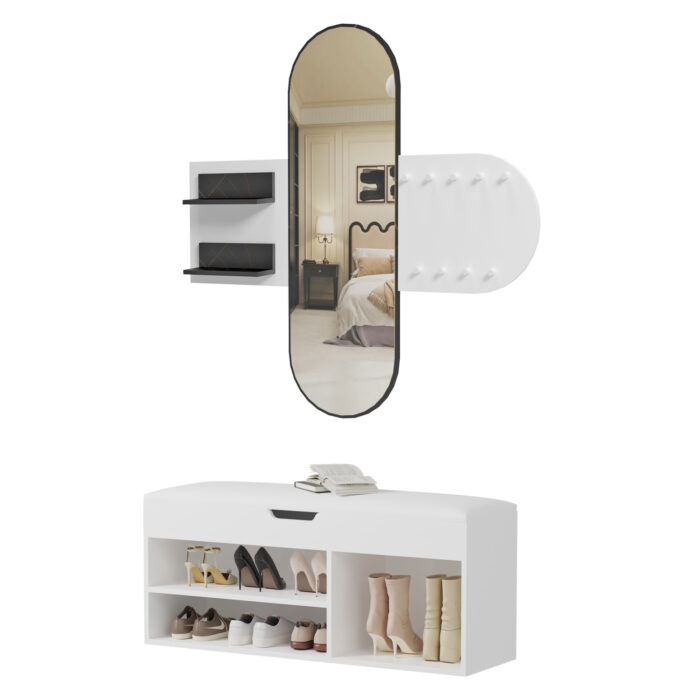 ΣΕΤ ΕΙΣΟΔΟΥ 2ΤΜΧ CHERYL HM21276.01 ΜΕΛΑΜΙΝΗ ΣΕ ΛΕΥΚΟ--ΟΨΗ ΜΑΥΡΟ ΜΑΡΜΑΡΟ - Image 1