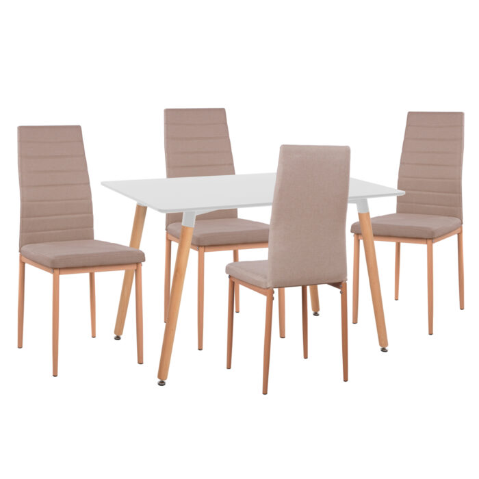 ΣΕΤ ΤΡΑΠΕΖΑΡΙΑΣ 5ΤΜΧ MINIMAL HM11767 ΛΕΥΚΟ MDF-ΜΠΕΖ ΥΦΑΣΜΑ - Image 1