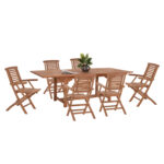 ΣΕΤ ΤΡΑΠΕΖΑΡΙΑΣ CRANDER HM21288 ΤΡΑΠΕΖΙ & 6 ΠΟΛΥΘΡΟΝΕΣ ΠΤΥΣΣΟΜΕΝΕΣ-ΤΕΑΚ