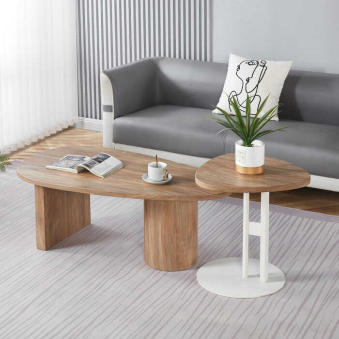 ΣΕΤ ΤΡΑΠΕΖΙ ΣΑΛΟΝΙΟΥ ΜΕ ΒΟΗΘΗΤΙΚΟ ALPER HM21262 MDF SONAMA-ΜΕΤΑΛΛΟ ΛΕΥΚΟ - Image 1