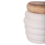 ΤΡΑΠΕΖΙ ΒΟΗΘΗΤΙΚΟ PUFFAT HM18172.02 FIBER CEMENT ΛΕΥΚΟ- ΞΥΛΟ TEAK TOP Φ45x46Υεκ. - Image 3