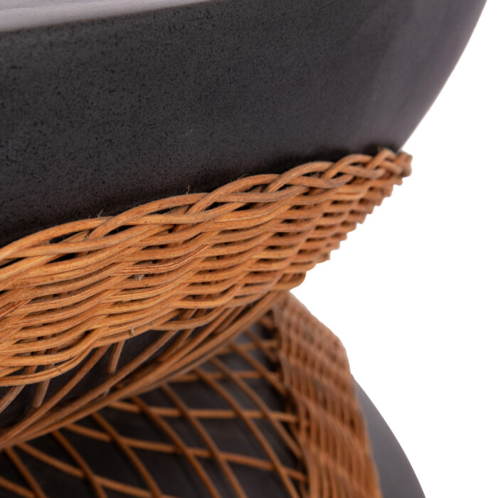 ΤΡΑΠΕΖΙ ΣΑΛΟΝΙΟΥ ΣΤΡΟΓΓΥΛΟ ANNA HM18157.01 FIBER CEMENT ΣΕ ΜΑΥΡΟ-ΦΥΣΙΚΟ RATTAN--Φ92x44.5Υεκ. - Image 7