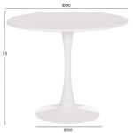 ΤΡΑΠΕΖΙ ΣΤΡΟΓΓΥΛΟ BROLIN HM18141.01 MDF TOP-ΒΑΣΗ ΜΕΤΑΛΛΙΚΗ--ΛΕΥΚΟ Φ90x73Υεκ - Image 2