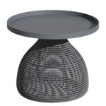 ΒΟΗΘΗΤΙΚΟ ΤΡΑΠΕΖΑΚΙ ΣΤΡΟΓΓΥΛΟ DRISCOLL HM6477.01 ΓΚΡΙ ΑΛΟΥΜΙΝΙΟ & ΣΧΟΙΝΙ Φ55x45Υεκ.