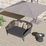 DAYBED ΣΕΙΡΑ XANTION ΗM6474.01 ΣΚΟΥΡΟ ΓΚΡΙ ΑΛΟΥΜΙΝΙΟ-ΣΧΟΙΝΙ-OLEFIN 157x149x80Υεκ - Image 2