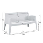 ΚΑΝΑΠΕΣ 2-ΘΕΣΙΟΣ ΠΟΛΥΠΡΟΠΥΛΕΝΙΟΥ SLEEK HM6366.01 ΧΡΩΜΑ ΛΕΥΚΟ 133x68x73Υεκ. - Image 2