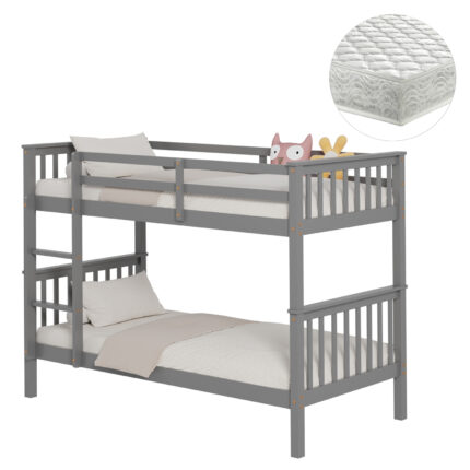 ΚΟΥΚΕΤΑ ΠΑΙΔΙΚΗ ΜΕ 2 ΣΤΡΩΜΑΤΑ LANTAI HM21307.02 ΞΥΛΟ ΠΕΥΚΟΥ ΓΚΡΙ--ΣΤΡΩΜΑΤΑ 90x190εκ