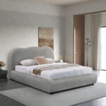 ΚΡΕΒΑΤΙ ΜΕ ΑΠΟΘ.ΧΩΡΟ KALLY HM729.01 ΓΚΡΙ FEAUX FUR ΥΦΑΣΜΑ--ΓΙΑ ΣΤΡΩΜΑ 160x200εκ - Image 2