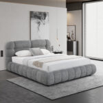 ΚΡΕΒΑΤΙ ΜΕ ΑΠΟΘ.ΧΩΡΟ MOLEN HM730.01 ΓΚΡΙ ΜΠΟΥΚΛΕ ΥΦΑΣΜΑ--ΓΙΑ ΣΤΡΩΜΑ 160x200εκ - Image 2