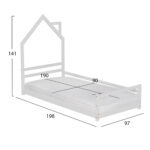 ΚΡΕΒΑΤΙ ΠΑΙΔΙΚΟ ΜΕ ΣΤΡΩΜΑ HOUSER HM21301 ΞΥΛΟ ΠΕΥΚΟΥ ΣΕ ΛΕΥΚΟ--ΣΤΡΩΜΑ 90x190εκ - Image 3