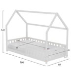 ΚΡΕΒΑΤΙ ΠΑΙΔΙΚΟ ΜΕ ΣΤΡΩΜΑ PHYLLIS HM21304.01 ΞΥΛΟ ΠΕΥΚΟΥ ΣΕ ΛΕΥΚΟ--ΣΤΡΩΜΑ 90x190εκ - Image 3