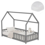 ΚΡΕΒΑΤΙ ΠΑΙΔΙΚΟ ΜΕ ΣΤΡΩΜΑ PHYLLIS HM21304.02 ΞΥΛΟ ΠΕΥΚΟΥ ΣΕ ΓΚΡΙ--ΣΤΡΩΜΑ 90x190εκ