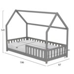 ΚΡΕΒΑΤΙ ΠΑΙΔΙΚΟ ΜΕ ΣΤΡΩΜΑ PHYLLIS HM21304.02 ΞΥΛΟ ΠΕΥΚΟΥ ΣΕ ΓΚΡΙ--ΣΤΡΩΜΑ 90x190εκ - Image 3