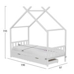 ΚΡΕΒΑΤΙ ΠΑΙΔΙΚΟ ΜΕ ΣΤΡΩΜΑ KLARICE HM21305.01 ΞΥΛΟ ΠΕΥΚΟΥ ΣΕ ΛΕΥΚΟ--ΣΤΡΩΜΑ 90x190εκ - Image 3