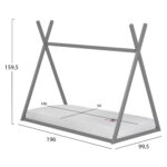 ΚΡΕΒΑΤΙ ΠΑΙΔΙΚΟ ΜΕ ΣΤΡΩΜΑ MUNK HM21306.02 ΞΥΛΟ ΠΕΥΚΟΥ ΣΕ ΓΚΡΙ--ΣΤΡΩΜΑ 90x190εκ - Image 3