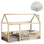 ΚΡΕΒΑΤΙ ΠΑΙΔΙΚΟ ΜΕ ΣΤΡΩΜΑ HOUSER HM21315 ΞΥΛΟ ΠΕΥΚΟΥ ΣΕ ΦΥΣΙΚΟ--ΣΤΡΩΜΑ 90x190εκ