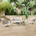 ΣΕΤ ΣΑΛΟΝΙ 5ΤΜΧ DRISCOLL ΗM6473.02 ΚΡΕΜ ΑΛΟΥΜΙΝΙΟ--ΜΠΕΖ ΣΧΟΙΝΙ & OLEFIN ΥΦΑΣΜΑ - Image 2