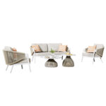 ΣΕΤ ΣΑΛΟΝΙ 5ΤΜΧ DRISCOLL ΗM6473.02 ΚΡΕΜ ΑΛΟΥΜΙΝΙΟ--ΜΠΕΖ ΣΧΟΙΝΙ & OLEFIN ΥΦΑΣΜΑ