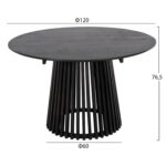 ΣΕΤ ΤΡΑΠΕΖΑΡΙΑΣ 5ΤΜΧ KINGSLEY HM21075.02 ΣΤΡΟΓΓΥΛΟ ΤΡΑΠΕΖΙ Φ120εκ.& 4 ΚΑΡΕΚΛΕΣ-ΜΑΥΡΟ - Image 2