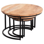 ΣΕΤ ΖΙΓΚΟΝ 3ΤΜΧ OBI HM9255.21 ΞΥΛΟ ΑΚΑΚΙΑΣ-ΜΑΥΡΑ ΜΕΤΑΛΛΙΚΑ ΠΟΔΙΑ Φ77.5x47.5Υεκ. - Image 5