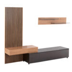 ΣΥΝΘΕΣΗ ΤΗΛΕΟΡΑΣΗΣ DORT HM18076.02 ΜΕΛΑΜΙΝΗ ΣΕ ΣΟΝΑΜΑ-ΣΚΟΥΡΟ ΓΚΡΙ 249.5x42.2x199.5Υεκ - Image 3