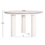 ΤΡΑΠΕΖΙ ΑΛΟΥΜΙΝΙΟΥ DOSUN HM6201.02 ΚΡΕΜ ΣΚΕΛΕΤΟΣ-3D PRINT ΓΥΑΛΙ-ΚΕΡΑΜΙΚΟ LOOK Φ120εκ - Image 2