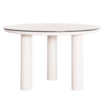 ΤΡΑΠΕΖΙ ΑΛΟΥΜΙΝΙΟΥ DOSUN HM6201.02 ΚΡΕΜ ΣΚΕΛΕΤΟΣ-3D PRINT ΓΥΑΛΙ-ΚΕΡΑΜΙΚΟ LOOK Φ120εκ - Image 3