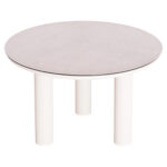 ΤΡΑΠΕΖΙ ΑΛΟΥΜΙΝΙΟΥ DOSUN HM6201.02 ΚΡΕΜ ΣΚΕΛΕΤΟΣ-3D PRINT ΓΥΑΛΙ-ΚΕΡΑΜΙΚΟ LOOK Φ120εκ - Image 4