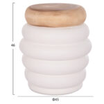 ΣΚΑΜΠΟ PUFFAT HM18172.02 FIBER CEMENT ΛΕΥΚΟ- ΞΥΛΟ TEAK TOP Φ45x46Υεκ. - Image 2