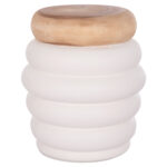 ΣΚΑΜΠΟ PUFFAT HM18172.02 FIBER CEMENT ΛΕΥΚΟ- ΞΥΛΟ TEAK TOP Φ45x46Υεκ.